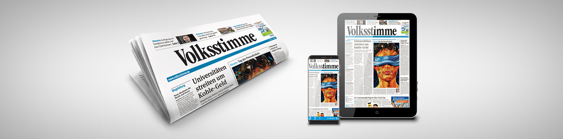Volksstimme Tageszeitung und ePaper Titelbild Volksstimme Tageszeitung PackShot und ePaper